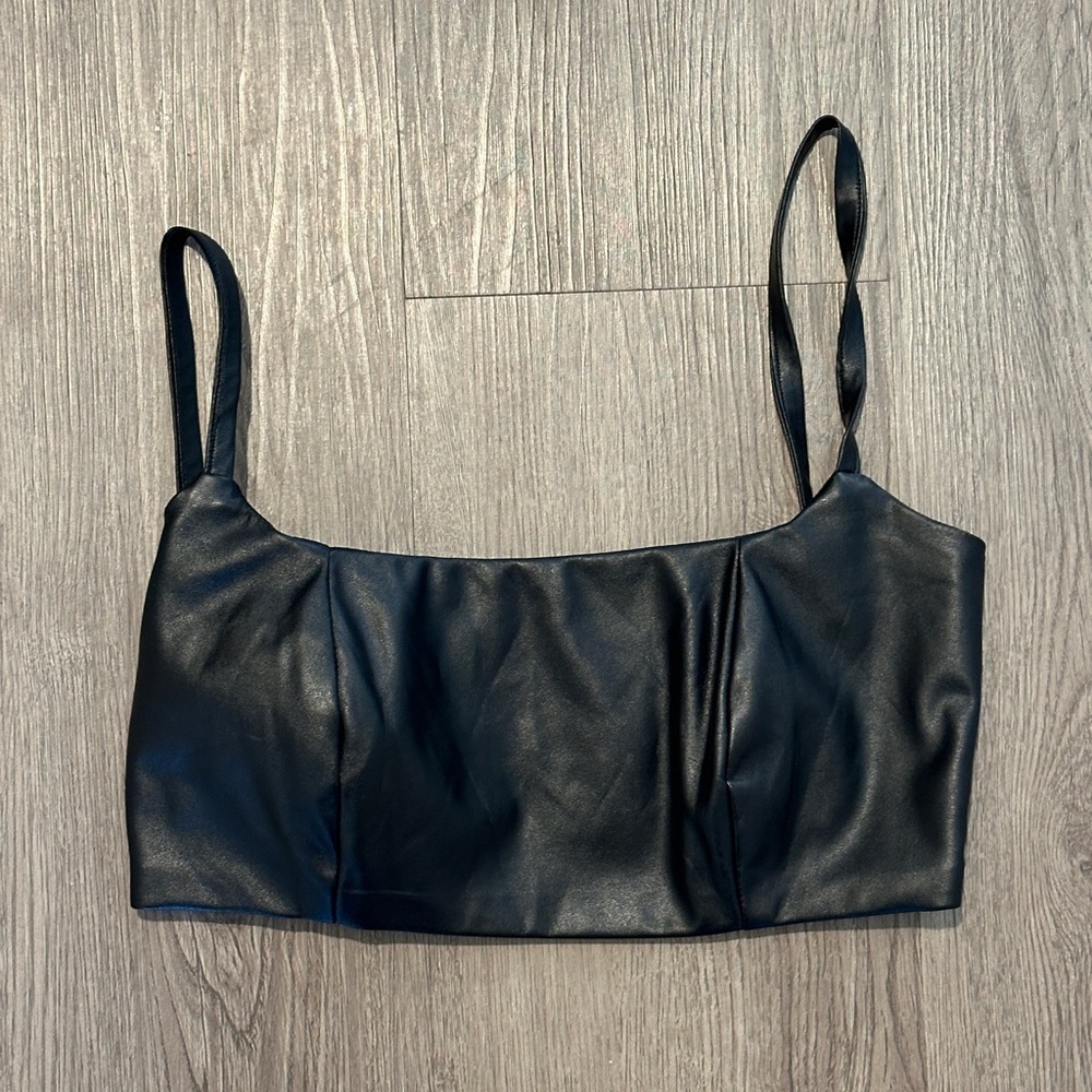 Body Contour Faux Leather Corset Cropped Top